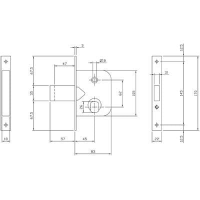 Mortise Gate Lock 600450 Iseo Backset 45 mm