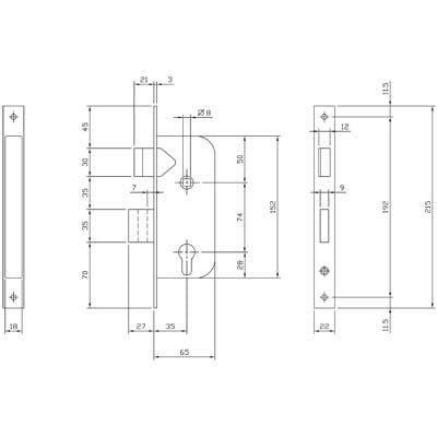 Mortise gate lock 630350 Iseo