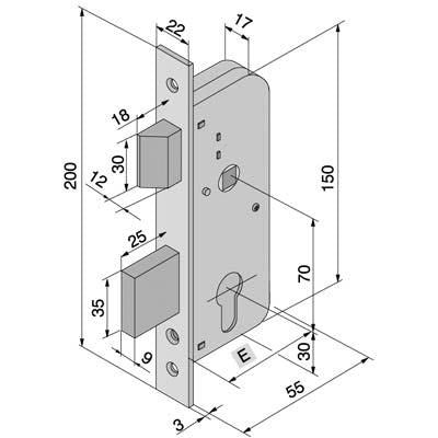 SERRATURA CANCELLO INFILARE 061300 WELKA ENTRATA 30 mm - Ferramenta Eurotecnica