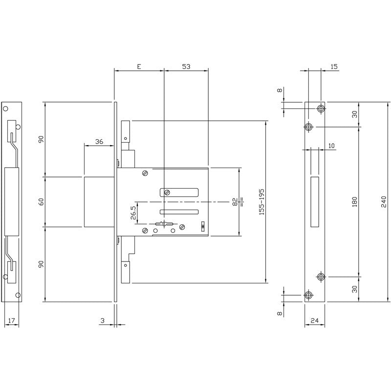 Iseo 663 mortise band lock