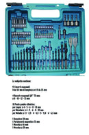 Makita HP457DWE10 Trapano Avvitatore con Percussione 2x18 V 1,5 Ah Li + 74 Accessori + Valigetta