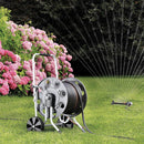 Claber Carrello con Ruote Avvolgitubo per Irrigazione Giardino Metal Gemini - Portata 60 - 100 - 130 mt